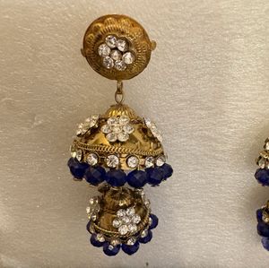 Elegant Blue Jhumka Earrings