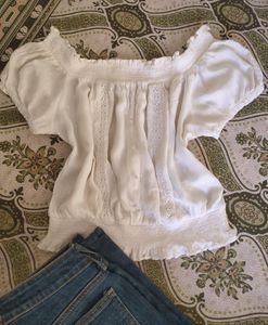 Off Shoulder Coquette Top Cream