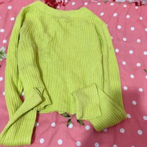 Green Cropped Cardigan