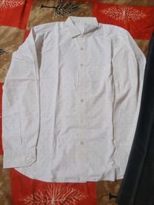 white shirt black shining pant