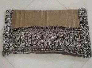 Biege Saree With Floral Border