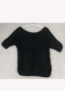 Lips T Shirt Sleeves and Hem Sides Dolman Black