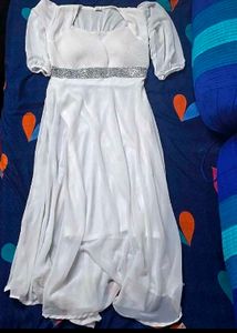 Beautiful White Stone Belt Dress