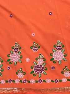 Orange Floral Dress Material