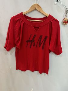Combo: Zara Stripe Top ‼️ H&amp;M Red Tee