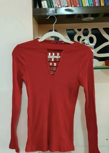 Red Long Sleeve Top