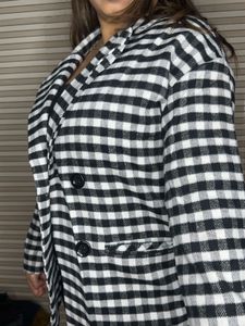 Checkered Black &amp; White Blazer