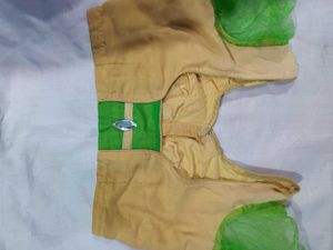 Elegant Green &amp; Beige Blouse