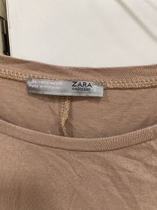 Brown Tee with Sequin Sleeves