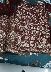 Maroon embroidery xxl readymade dress
