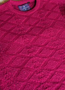 Dark pink Knit Pullover Sweater