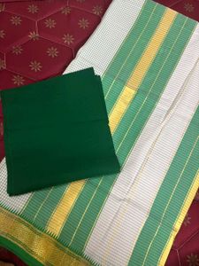 Green &amp; White silk saree