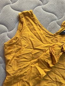 Cute Mustard Top With Detailed Front Neck Design