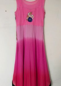 Pink Floral Embellished Dress