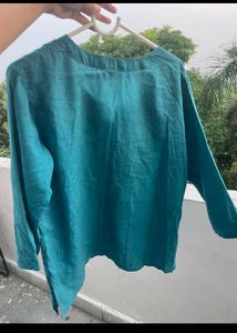 Short Blue chikenkari kurti