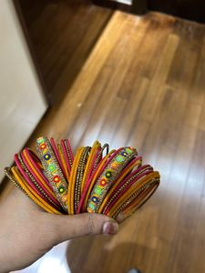 2/6 Pink &amp; Yellow Bangles Set