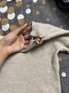 Beige Long Sleeves Top