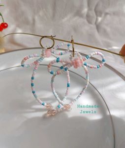 Pastel Bead Bow Earring Hoops