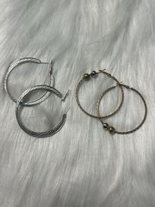 Golden & Silver Hoop Earrings Combo