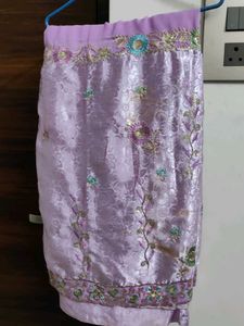 Lavender Embroidery Saree Used Once