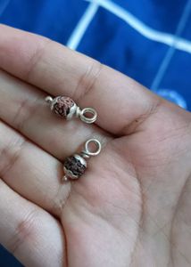 2 Small Real Silver Rudraksha Pendants
