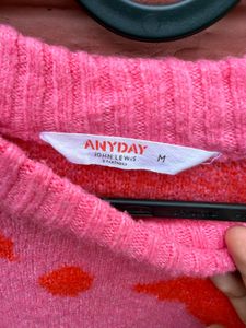 Pink &amp; Red Floral Knit Sweater