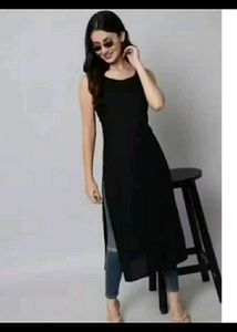 Sleeveless Black Kurta