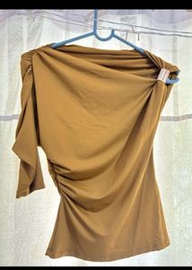 Zara Asymmetrical polyamide top