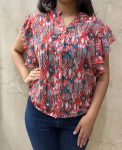 Madame Printed Ruffle Top