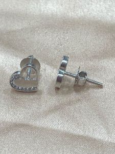 925 Italian silver earrings with heart shape