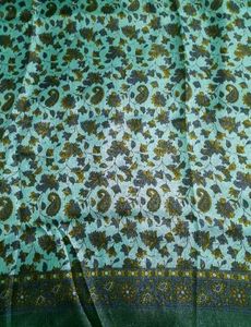 Blue Floral Printed Saree with Contrast Blouse