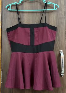 Chic Burgundy Peplum Top