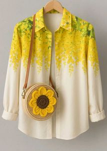 Chique combo Yellow Floral Shirt With Bamboo Bag