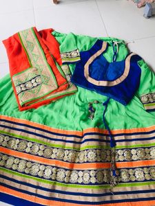 Perrot Green Lhenaga Choli