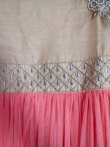 Srishti Peachy Golden Gown