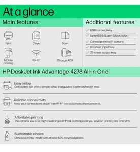 HP Ink Advantage 4278 WiFi Colour Printer - Print/