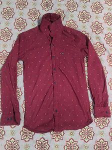 Maroon Dotted Button-Down Shirt