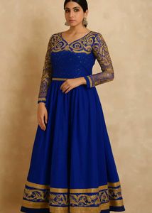 Navy Blue Full Flared Anarkali