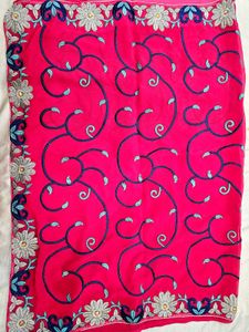 Elegant Pink Stone Embroidered Saree
