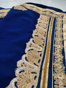 navy blue heavy work saree