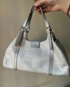 Vintage Fendi Metallic Canvas And Leather Bag