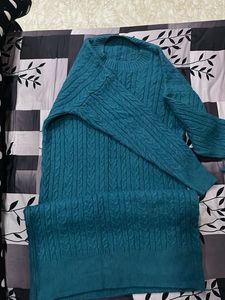 Teal Knit Sweater Dress