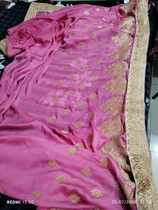 Pink &amp; Gold Saree