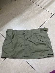 Divided Olive Mini Skirt