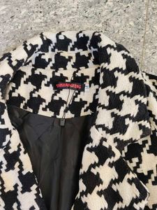 Houndstooth Double-Breasted Coat