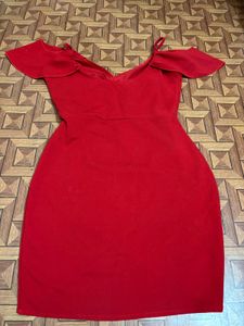 Red Off-Shoulder Bodycon Dress