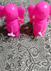 Vintage Pink Elephant Drummer Toys