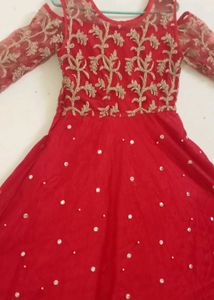 Rust Red Colour ❤️ Anarkali Off Cut Shoulder