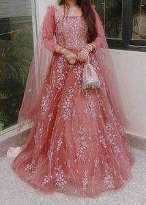 Beautiful Fall Sleeve Party Wear  Gown