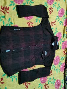 Burgundy Plaid Long Sleeve Shirt